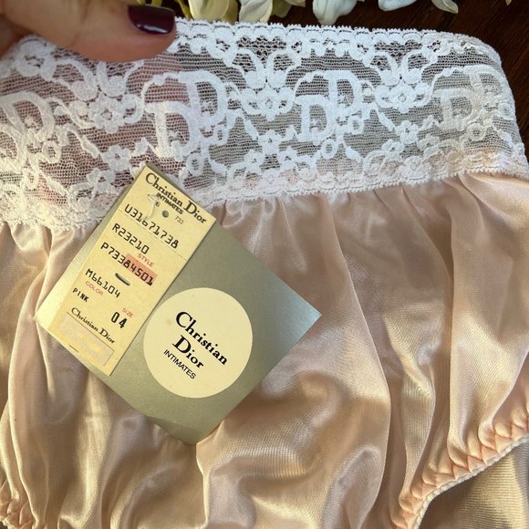 Dior Vintage High Waisted Pink & White Monogram Top Panties NWT Size 4 - Picture 6 of 10